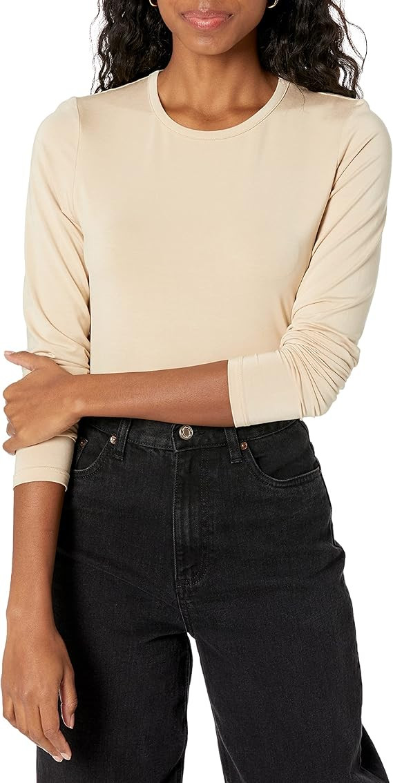 The Drop Women's Hannah Long-Sleeve Crewneck Fitted T-Shirt | Amazon (US)