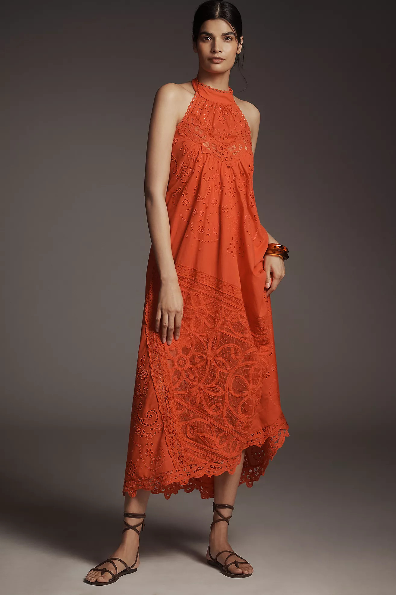By Anthropologie Halter Cutwork Lace Dress | Anthropologie (US)