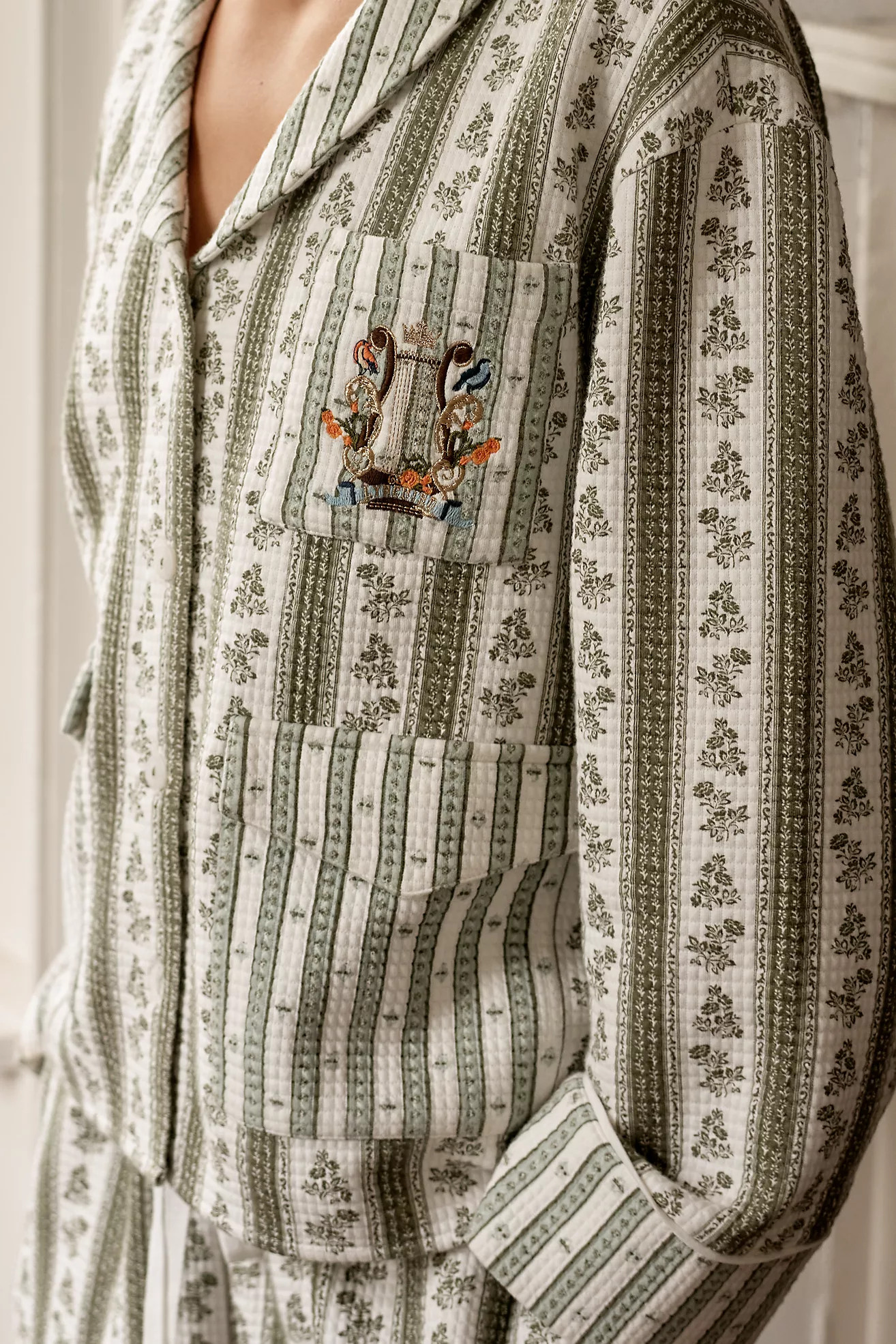 LyreBird Long-Sleeve Printed Quilted Pajama Top | Anthropologie (US)