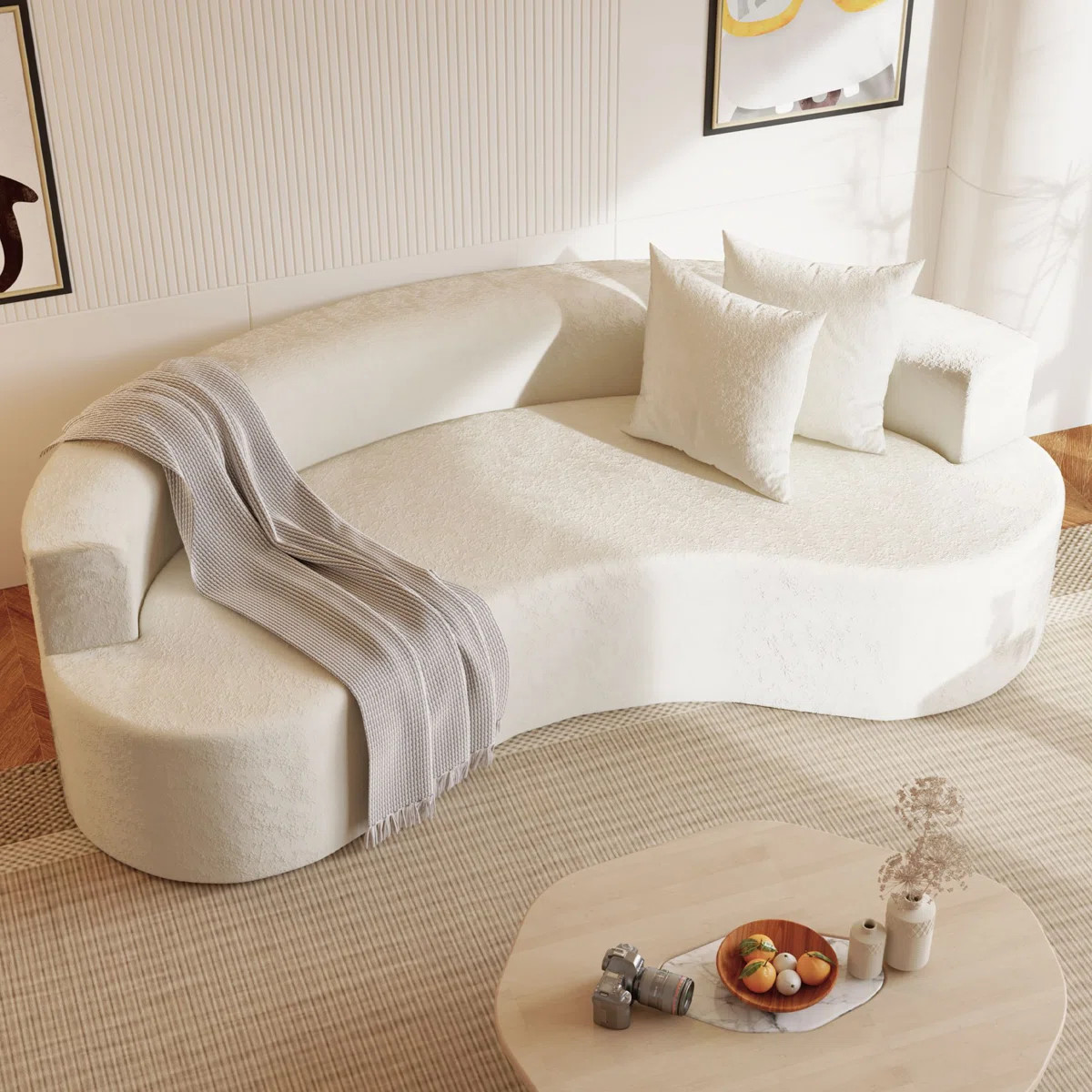 80" Modern Upholstered Sofa with Two Pillows Included | Wayfair North America