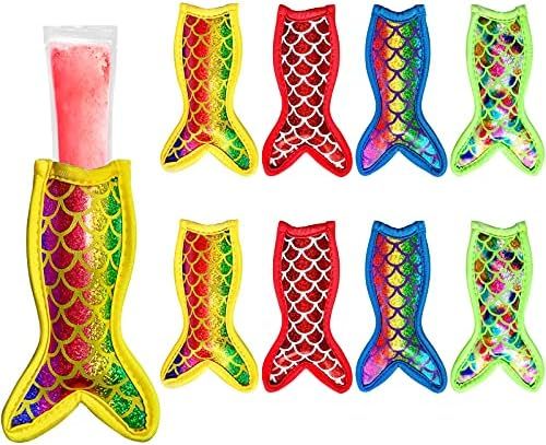 Hzran Mermaid Ice Pop Sleeves, 8 Pieces Ice Pop Neoprene Insulator Sleeves, Freezer Popsicle Hold... | Amazon (US)