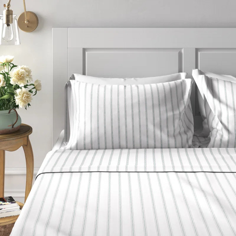 Rennes 100% Cotton Percale Striped Sheet Set | Wayfair North America