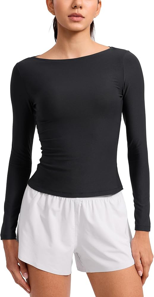 CRZ YOAG Cloudweight Boat Neck Shirts for Women - Workout Athletic Gym Casual Long Sleeve Tops So... | Amazon (US)