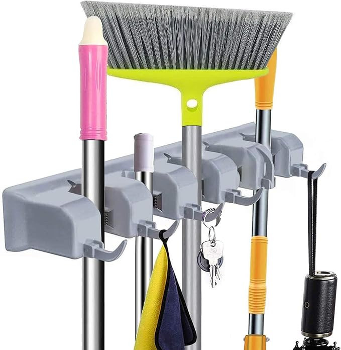 Mop and Broom Holder Wall Mount - CINEYO - Heavy Duty Broom Holder Wall Mounted or Tool Organizer... | Amazon (US)