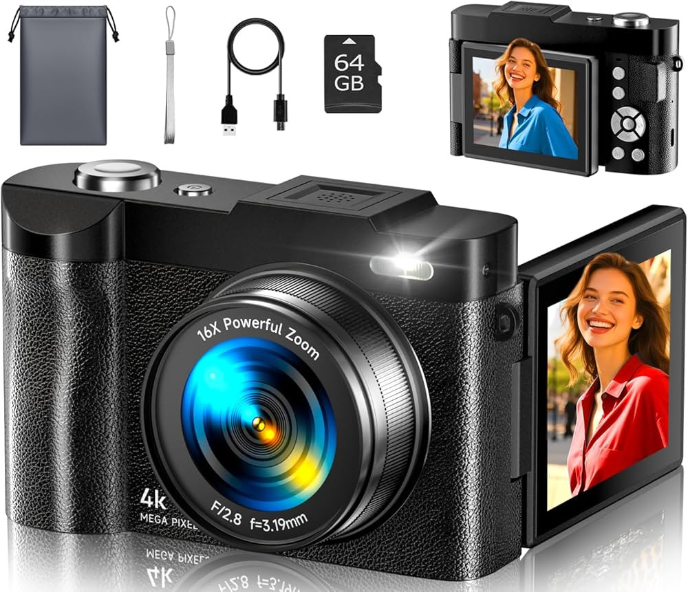 4K Digital Camera for Photography- 50MP Autofocus Vlogging Camera with 2.8" 180° Flip Screen, 16... | Amazon (US)