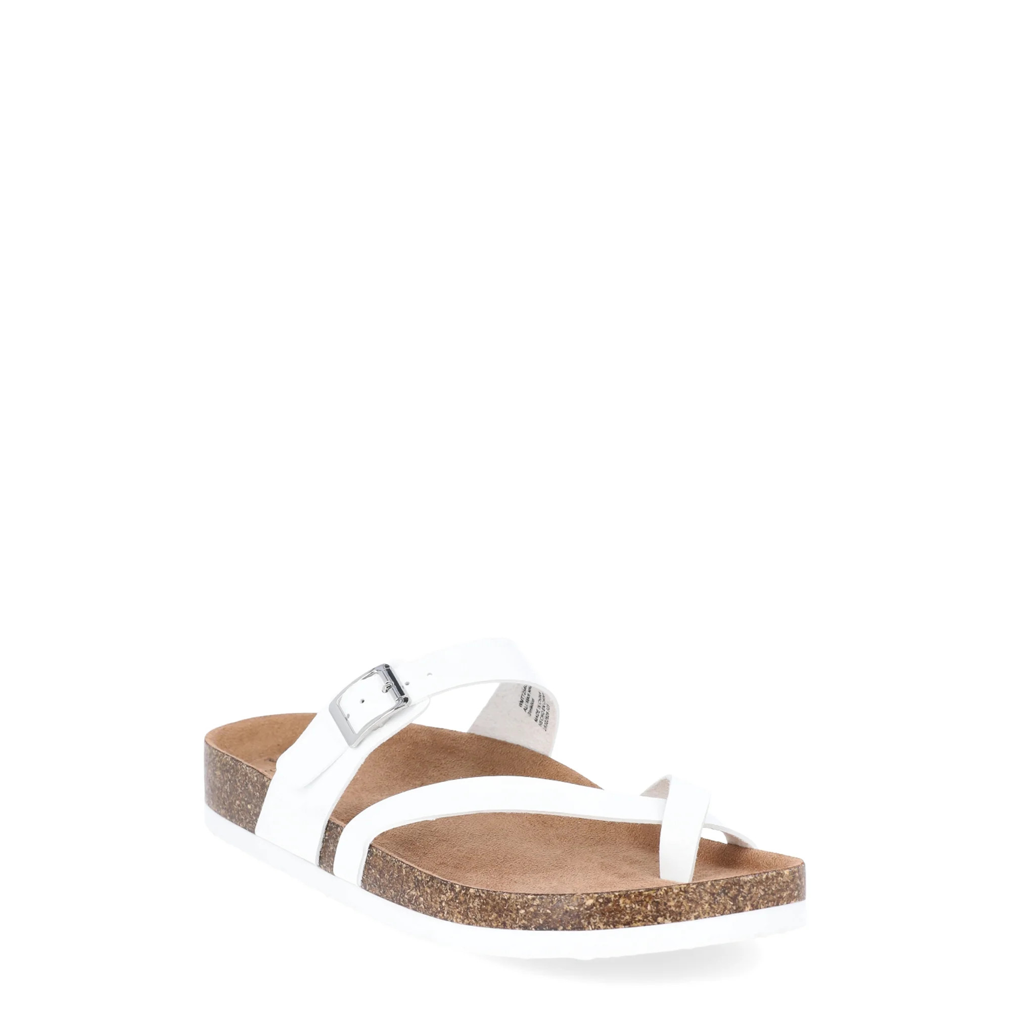 Time and Tru Women's Asymmetric Strap Footbed Sandals, Wide Width Available | Walmart (US)
