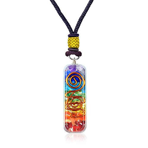 Orgonite Crystal Handmade Seven Chakra Pendant with Adjustable Cord - Orgone Healing Stone Necklace for Spiritual Balance, Meditation, Yoga, Reiki, Gift for Men and Women | Amazon (US)