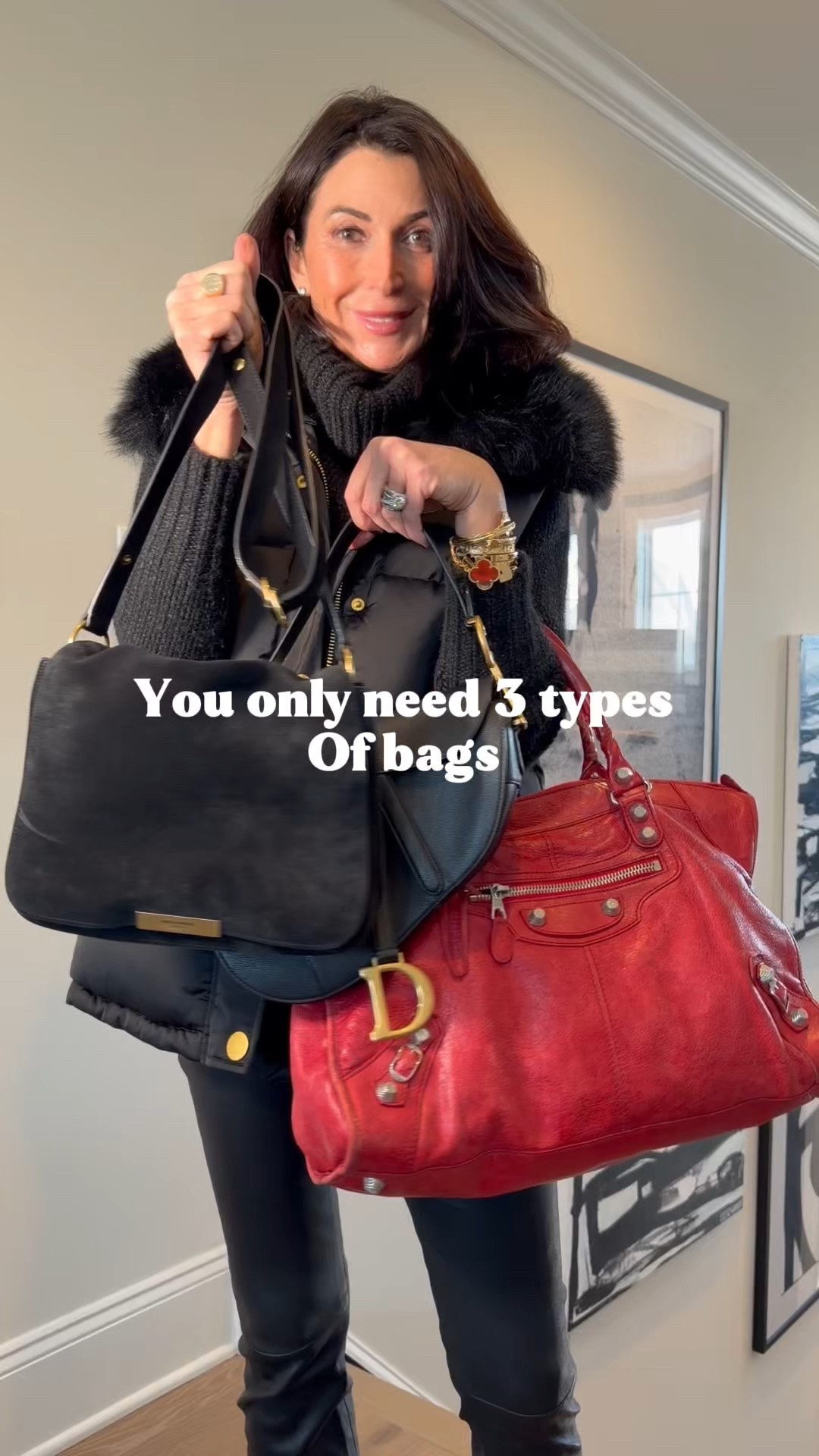 You really only need three types of bags in your closet 👜
A go-with-everything everyday bag, a chic work/structured bag, and a fun night-out bag. That’s it.

If you’re loving these styles, check my LTK and ShopMy to shop these pieces and similar favorites I’m obsessed with 