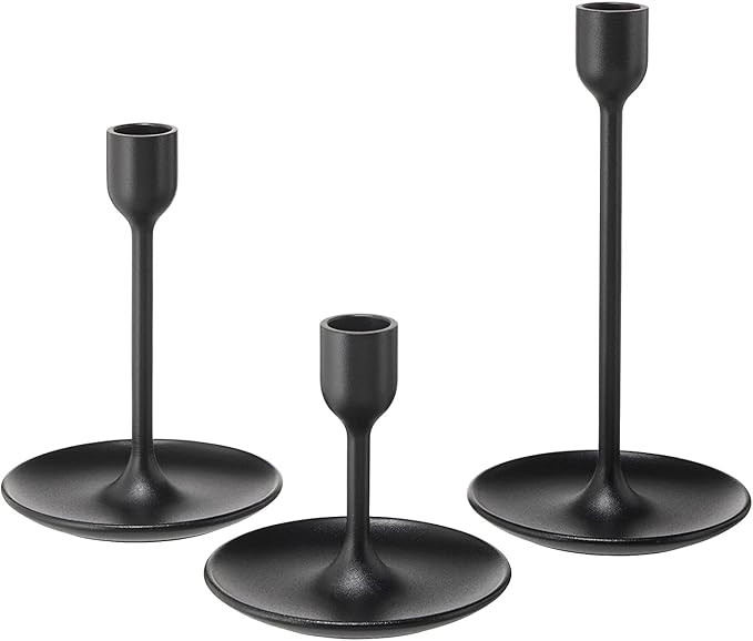 IKEA FULLTALIG Candlestick, set of 3 Powder Coating Black Aluminum Candlestick Holder for taper c... | Amazon (US)