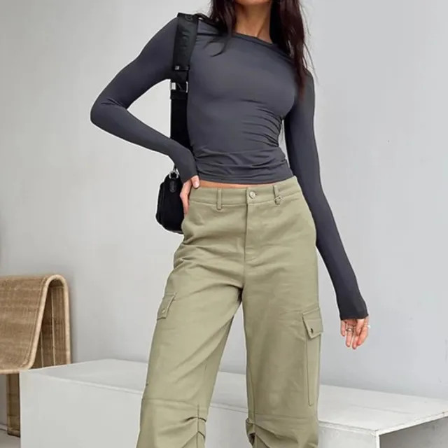 Tranquira - Long-Sleeve / Short -Sleeve Round Neck Plain Cropped Tee | YesStyle Global