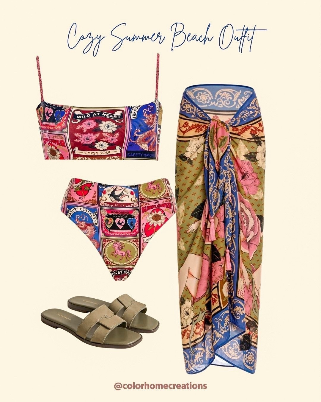 Summer-ready outfit with a bikini, matching pareo and comfy sandals, perfect for beach days or sunny getaways.

#LTKMothersDay #LTKmomlife #LTKSwim