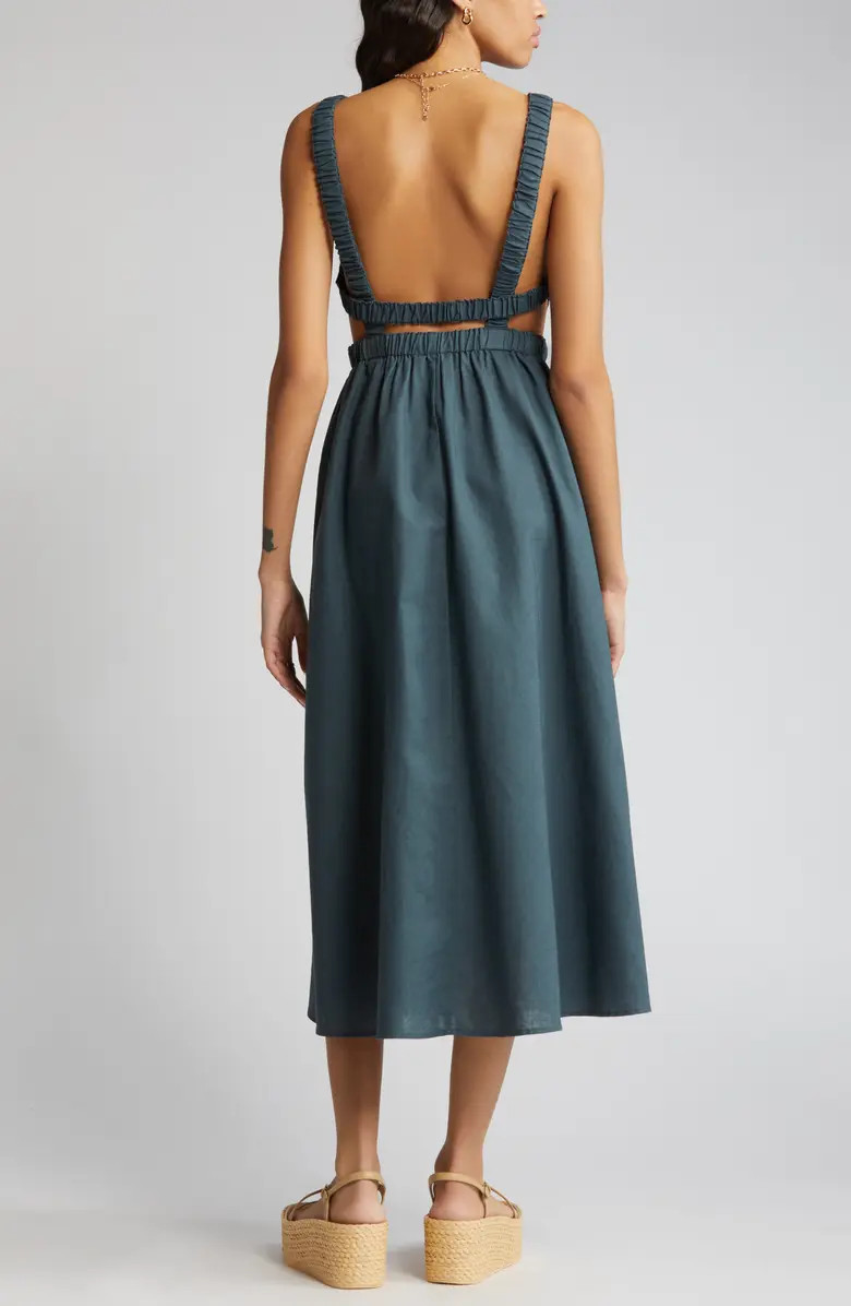 Open Back Linen & Cotton Apron Dress | Nordstrom