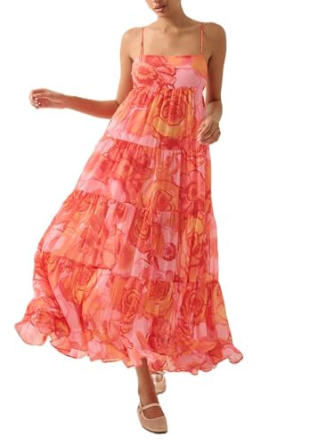 Women Summer Vocation Boho Floral Long Dress Sleeveless Flowy Tiered A Line Maxi Sundress Going Out Flower Beach Dress | Amazon (US)
