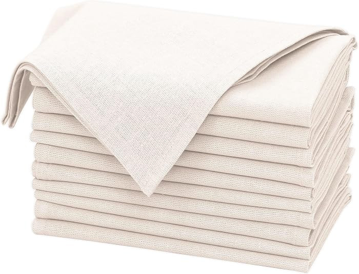 Ruvanti Linen Napkins Set of 12, Linen Cotton Blend 18\u201dx18\u201d - Ivory | Amazon (US)