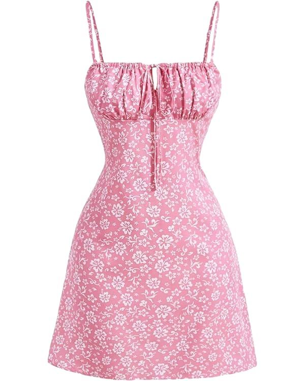Floerns Women's Summer Floral Cherry Print A Line Short Cami Dress | Amazon (US)
