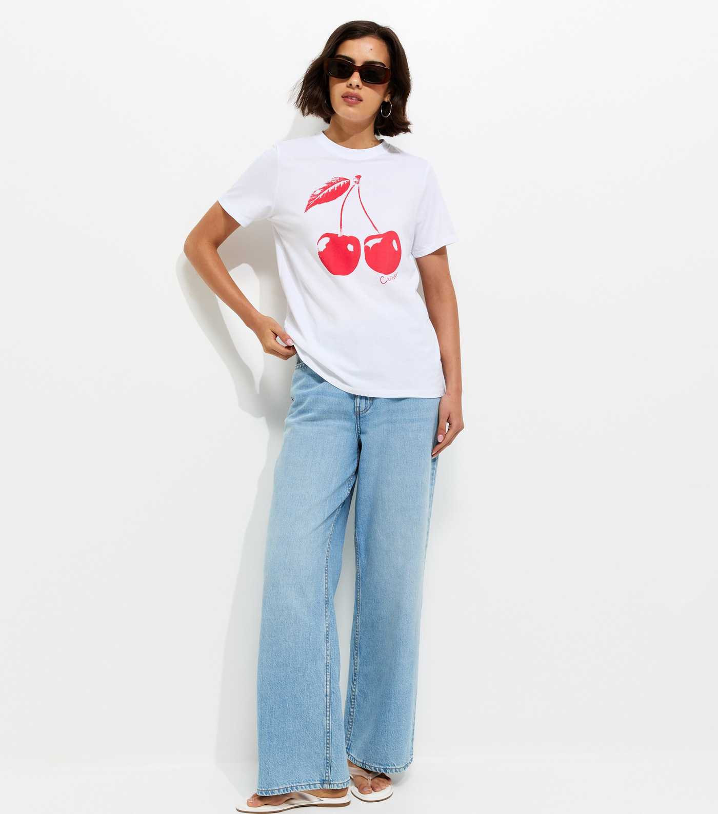 White Cotton Cherry Print T-Shirt | New Look | New Look (UK)
