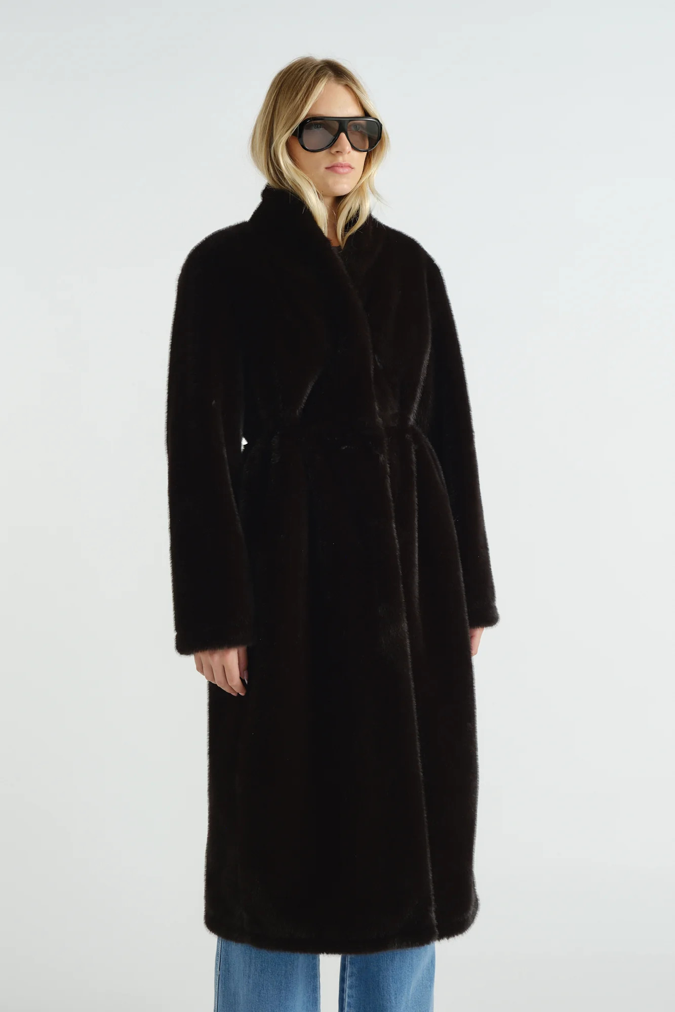 Rose Longline Faux Fur Coat | DECJUBA