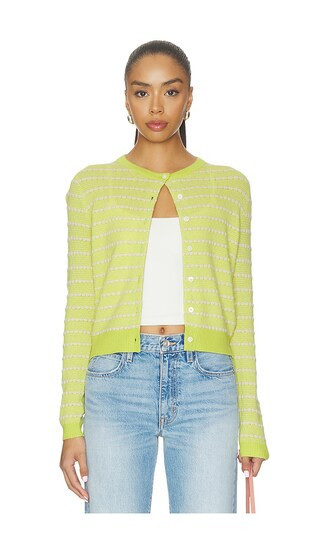 Guest In Residence Pebble Stripe Jane Cardigan in Green. - size S | Revolve Clothing (Global)