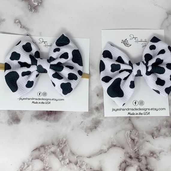 Cow print bow | Cow print fabric bow | Etsy (US)