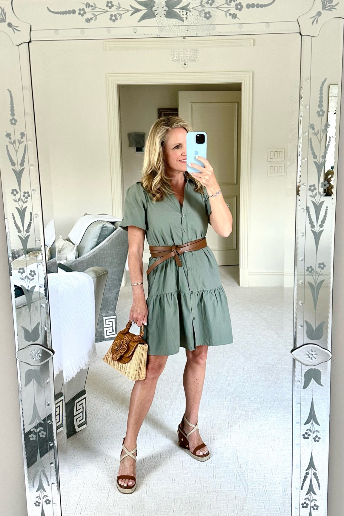 A beautiful new color in the mini Havana dress 
Wicker and leather bag
Espadrilless

#LTKstyletip #LTKover40 

#LTKSeasonal #LTKStyleTip #LTKOver40