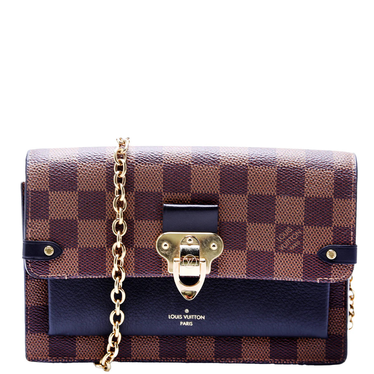 Vavin Chain Wallet Damier Ebene Black | Keeks Designer Handbags