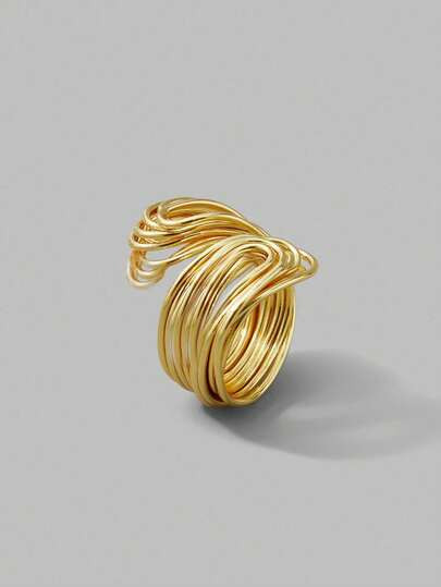 Ontre 18k Gold-Plated Wrapped Wire Minimalist Ring - Size one-size | SHEIN