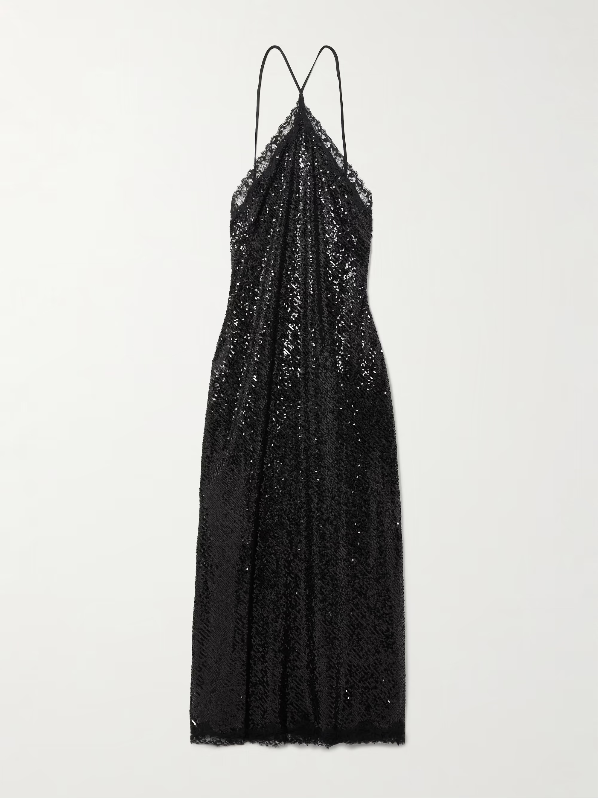 Harlan lace-trimmed sequined tulle halterneck midi dress | NET-A-PORTER (UK & EU)