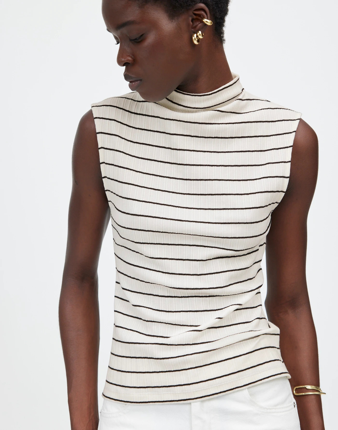 Ribbed Mockneck Tank in Stripe | Madewell