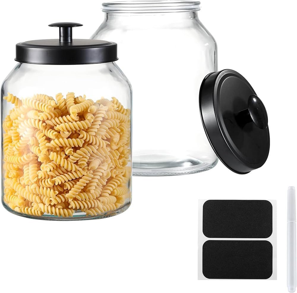 Hyperspace Tarro de cristal para galletas con tapa hermética de metal negro, grande, 2 unidades | Amazon (US)