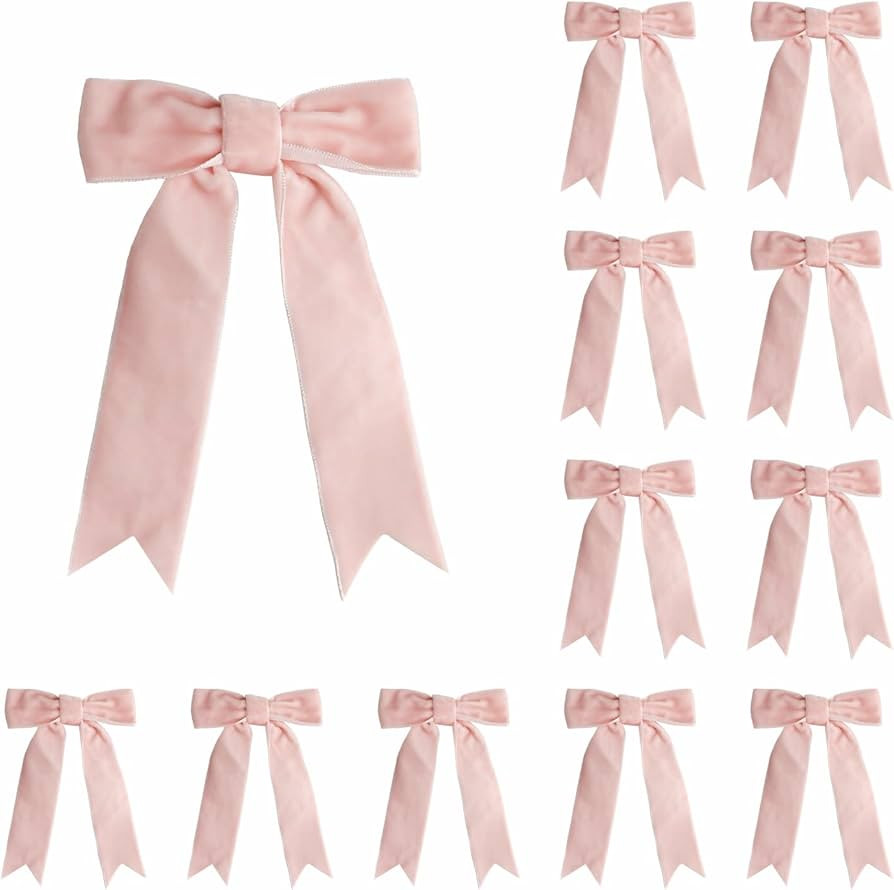 12 Pcs Velvet Bows with Twist Tie 3.5 Inch Pre-Tied Vintage Christmas Velvet Ribbon Bows for Trea... | Amazon (US)