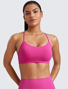 CRZ YOGA Butterluxe Y Back Sports Bras for Women - Padded Racerback Low Impact Spaghetti Thin Str... | Amazon (US)