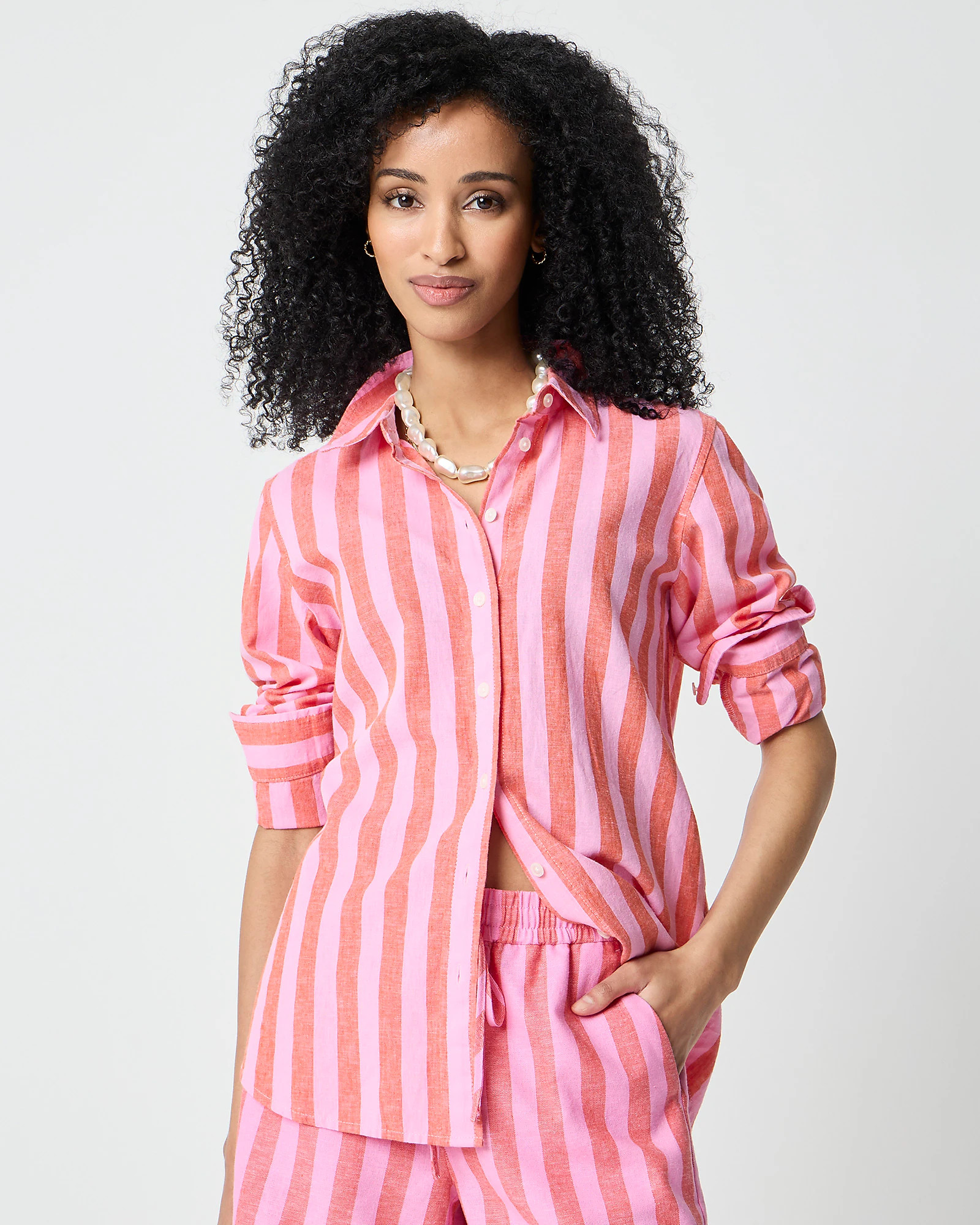 Striped linen-blend button-up shirt | J.Crew Factory