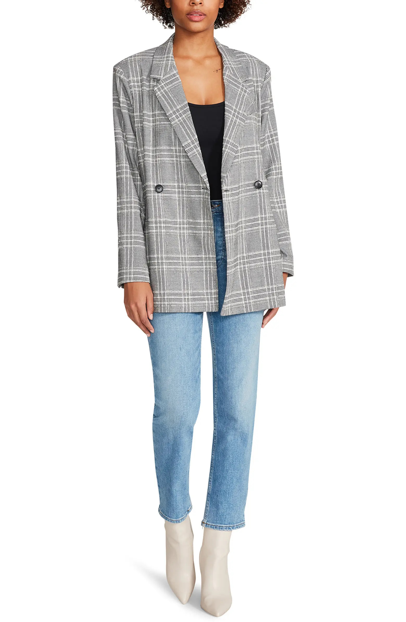 Steve Madden Nika Plaid Double Breasted Blazer | Nordstrom | Nordstrom