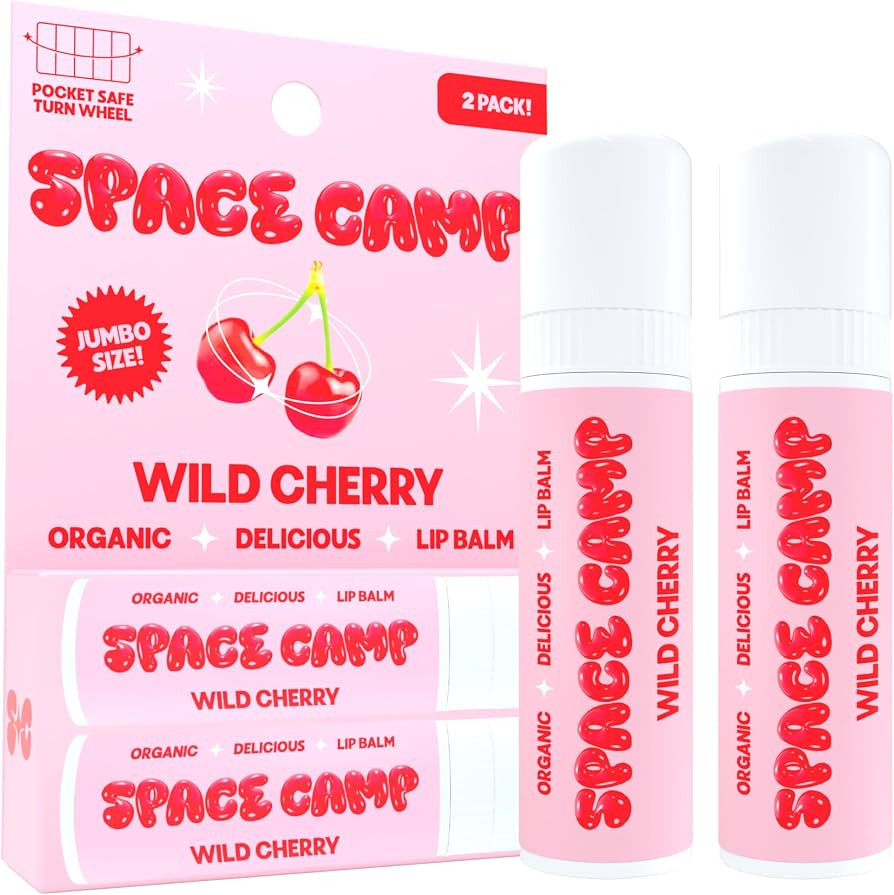 Space Camp Wellness Jumbo Lip Balm - Wild Cherry Organic Flavored Balm (2 Pack) | Amazon (US)