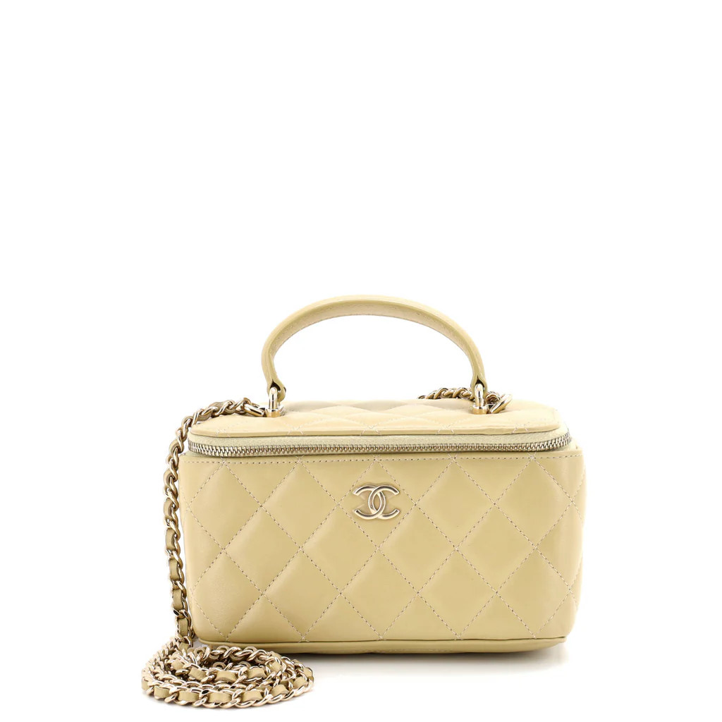 Chanel Classic Top Handle Vanity Case with Chain Quilted Lambskin Small Neutral 3926965 | Rebag