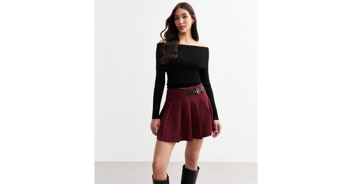 Burgundy Belted Pleated Mini Skirt
						
						Add to Saved Items
						Remove from Saved Items | New Look (UK)