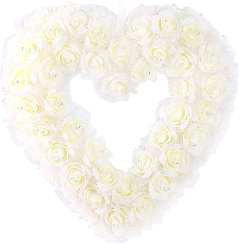 idyllic Heart Shaped Wreath Floral Rose Artificial Garland Door Wreath for Home Wedding Valentine... | Amazon (US)