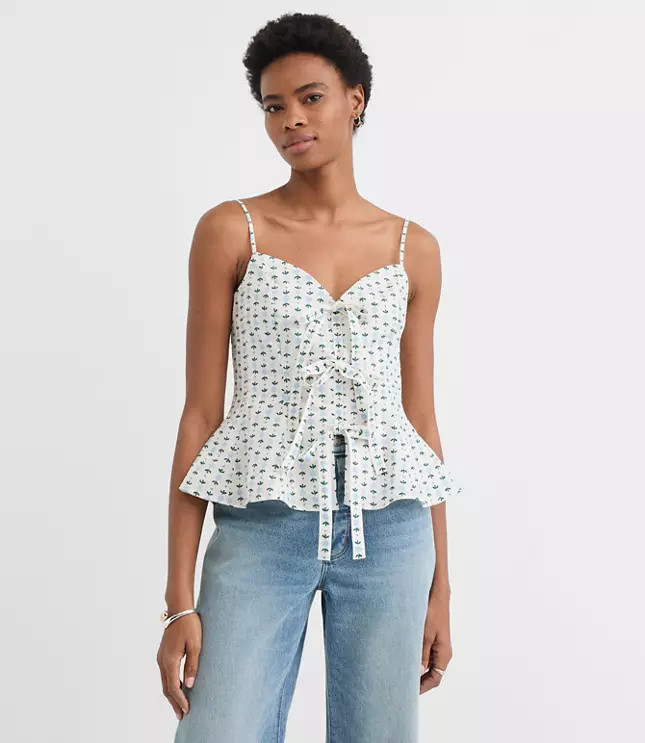 Floral Poplin Bow Peplum Cami | LOFT