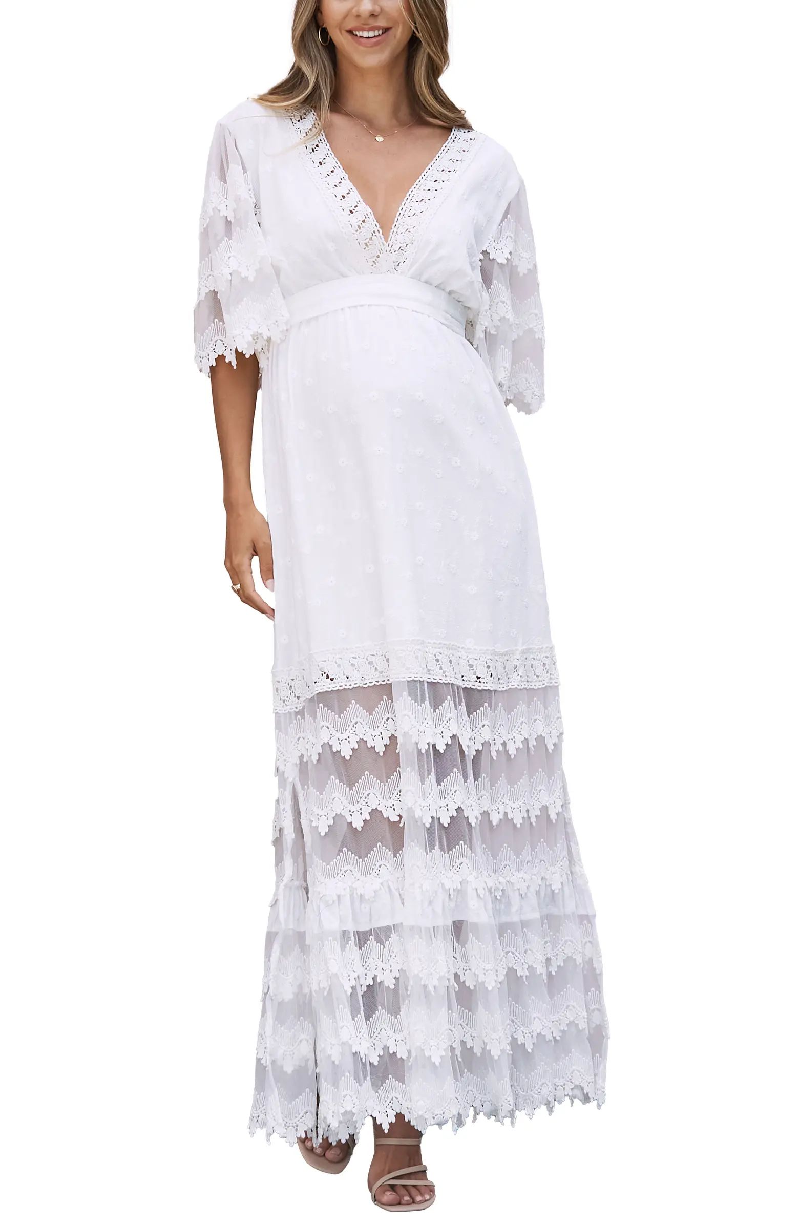 Lace Cotton Maternity Maxi Dress | Nordstrom