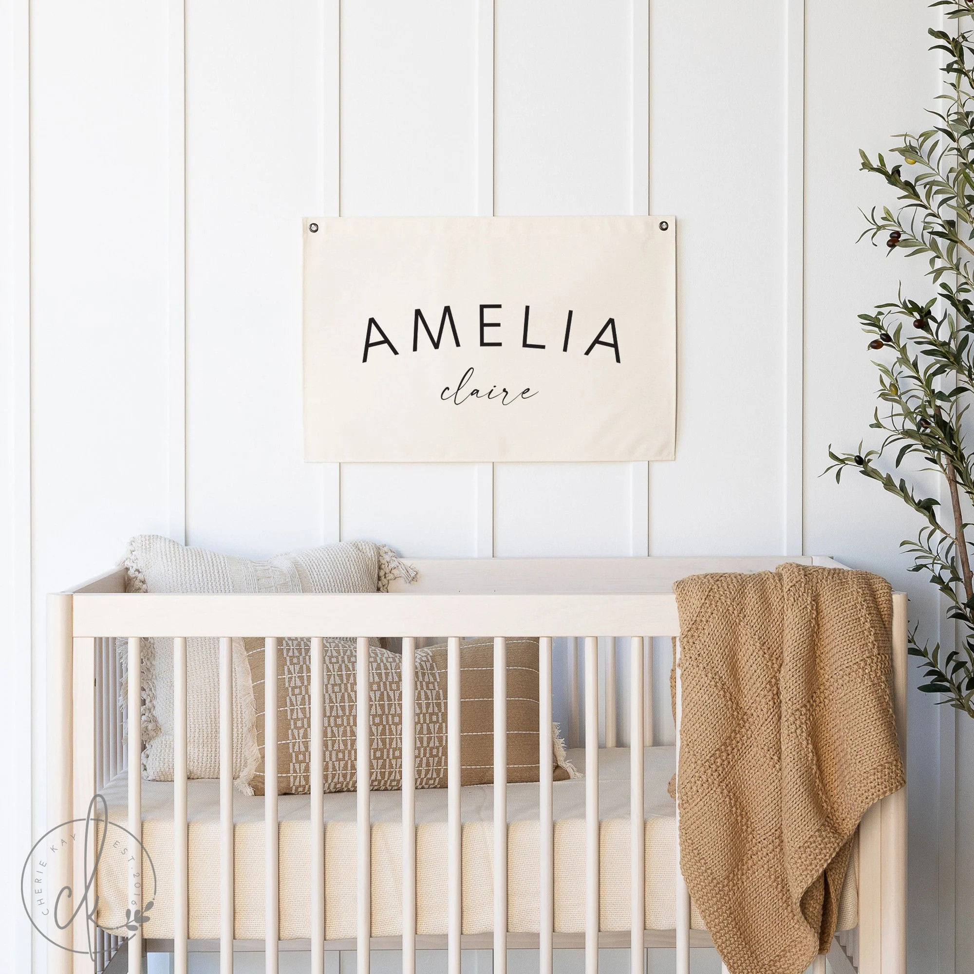 Personalized Name Banner | Canvas Flag for Nursery | Custom Baby Wall Decor | D7 | Etsy (Global)