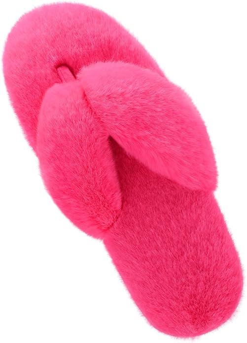 DREAM PAIRS Women’s Fluffy Slippers, Memory Foam Fuzzy Cloud Slippers - Open Toe Flip Flop Slip... | Amazon (US)