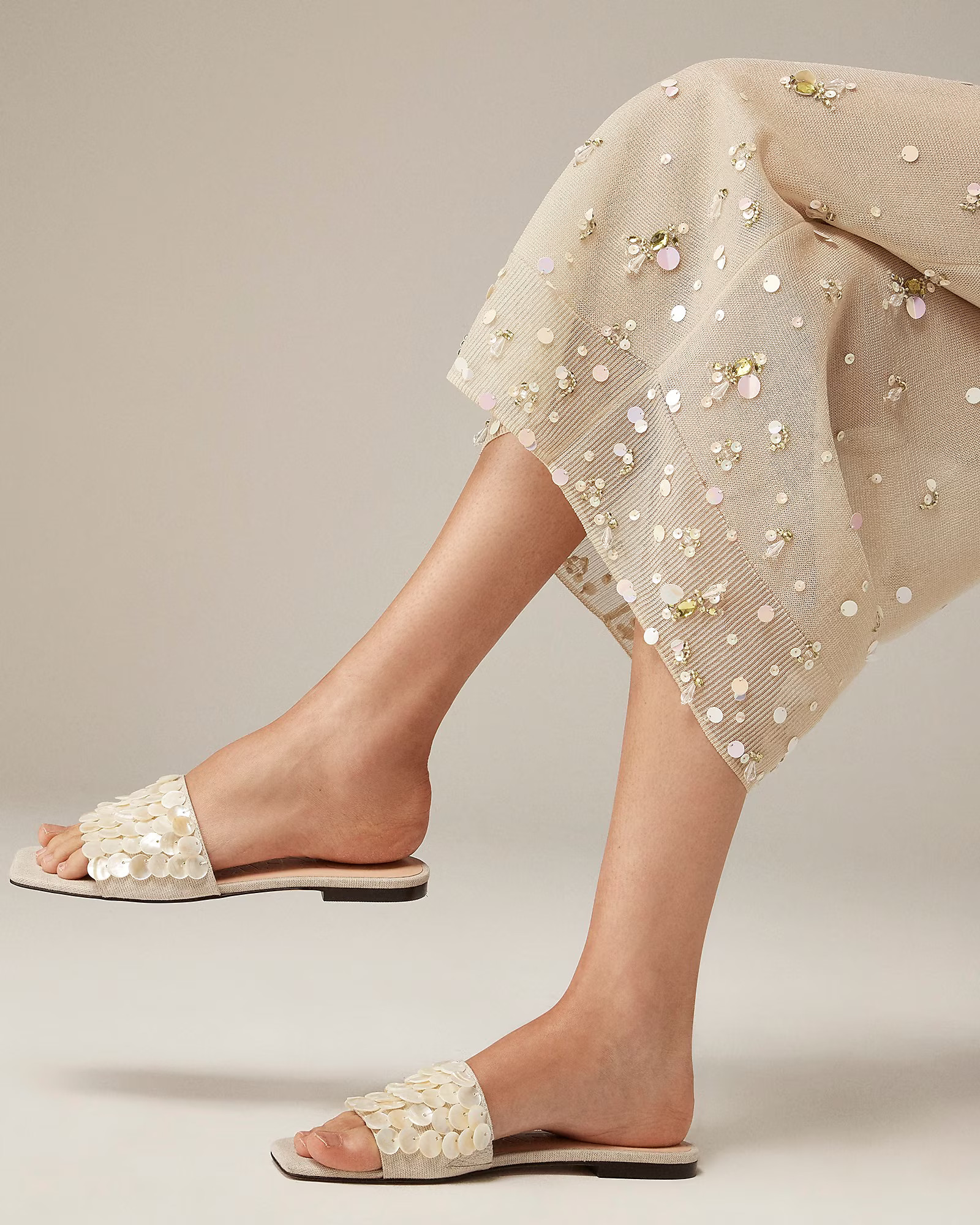 New Capri slide sandals with mother-of-pearl paillettes | J. Crew US