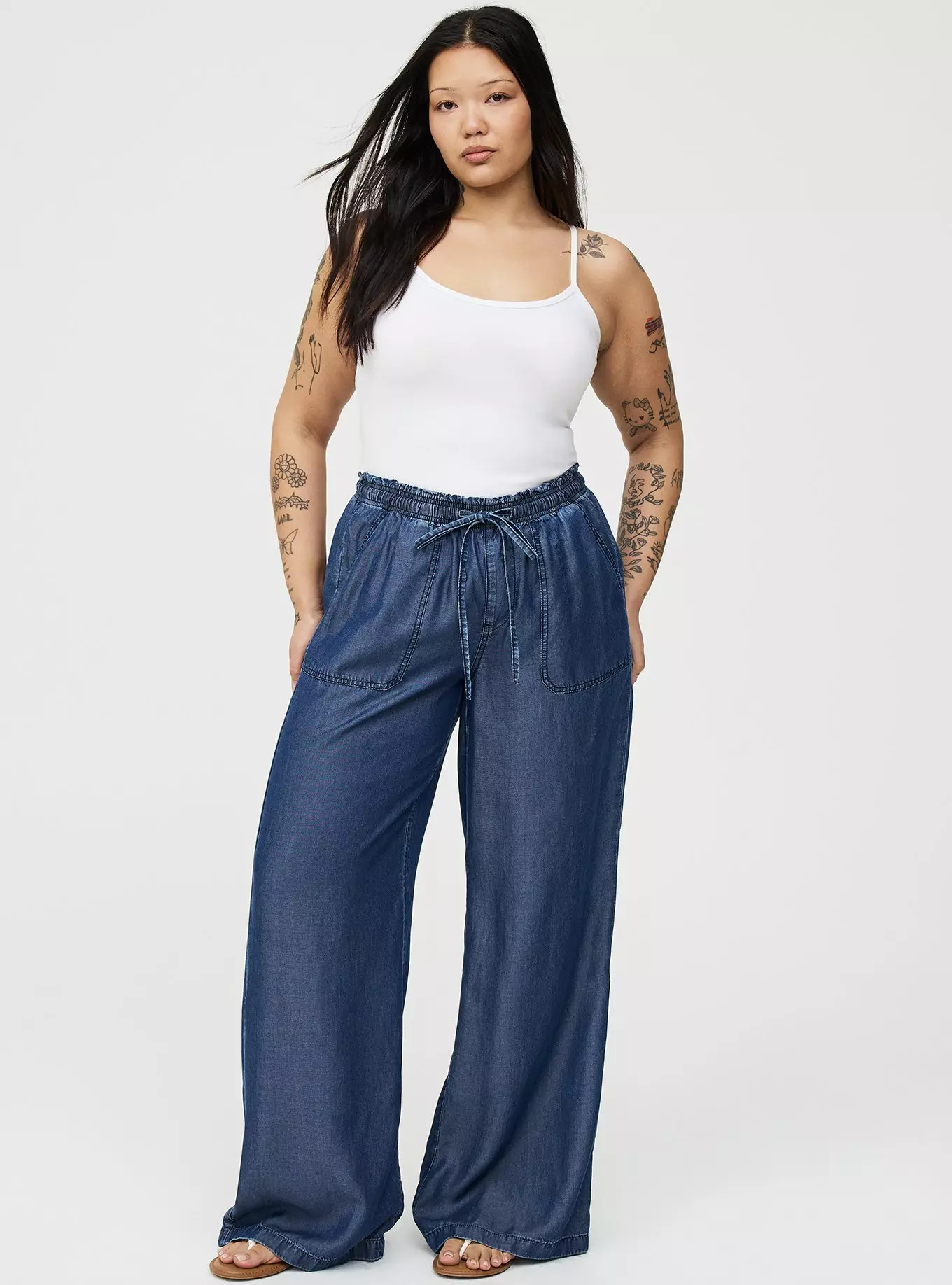 High-Rise Wide-Leg Lightweight Denim Jean | Torrid (US & Canada)
