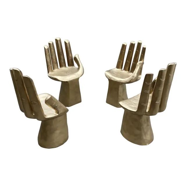 Collection of Gilded Hand Chairs in the Style of Pedro Friedeberg - Set of 4 | Chairish