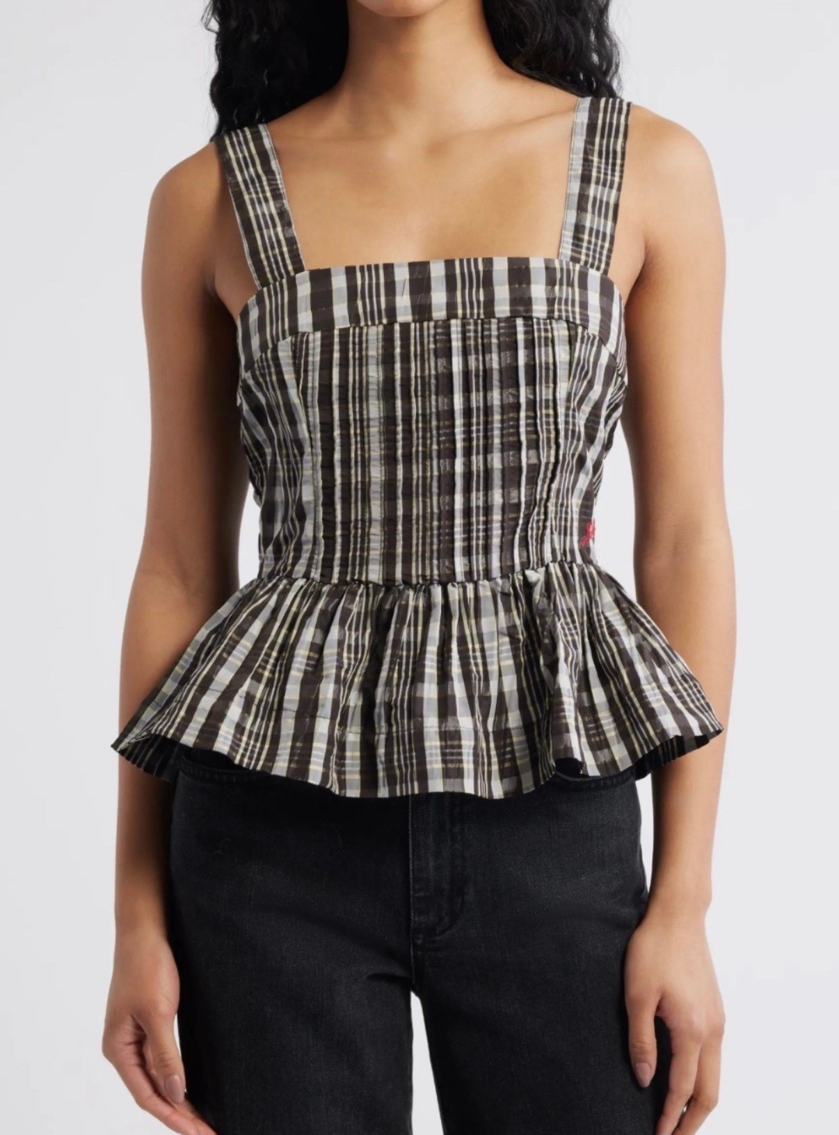 Peplum top
Black wide leg jeans 

#LTKSeasonal