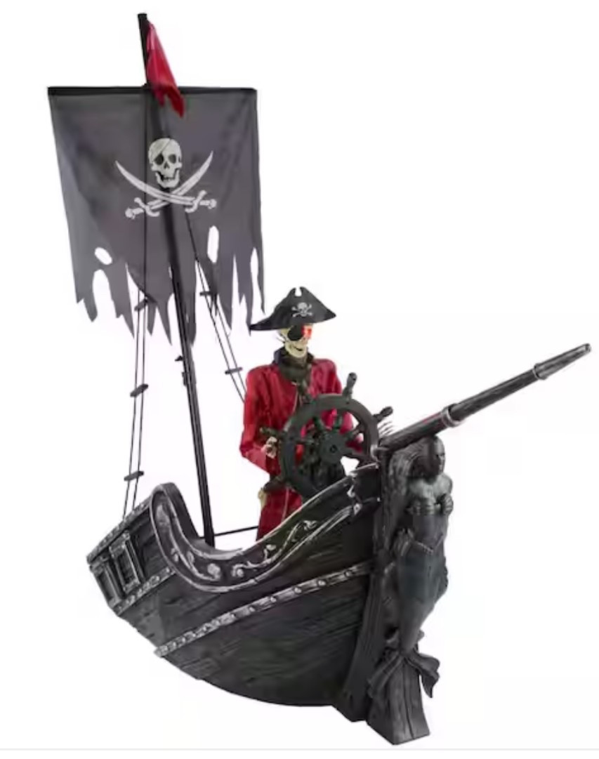 Set sail for scares with this 9.5 ft. Giant-Sized Animated LED Pirate Ship ☠️⚓️ With towering size, glowing LED lights, and spooky pirate details, this show-stopping animatronic transforms your yard into a haunted seaport. Perfect for trick-or-treaters, Halloween parties, or creating a full haunted house display—this pirate ship prop is the ultimate spooky season centerpiece. 🕸️🎃👻

#LTKParties #LTKSeasonal #LTKHome