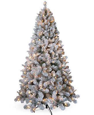 6.5' Feel Real Snowy Mixed Pine Tree with Clear Lights | Macy's
