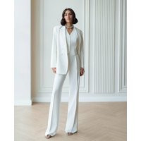 White Bridal Three-Piece Suit - Modern Wedding Pantsuit For Bride, Civil Ceremony, Reception & Engagement Look | Etsy (US)