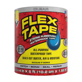 FLEX SEAL FAMILY OF PRODUCTS Flex Tape Clear 4 in. x 5 ft. Strong Rubberized Waterproof Tape TFSC... | The Home Depot