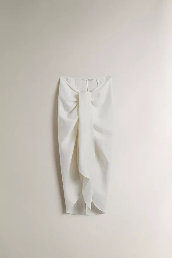 LONG LINEN BEACH SARONG WITH KNOT | Zara UK